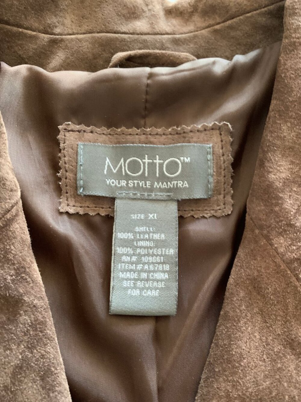 MOTTO Vintage Y2K Brown Suede Blazer Jacket Sz XL Boho/Western/Festival - Picture 8 of 8